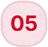 05 Pink circular step indicator with the number 05 in red, likely a step 5 badge in a sequence.