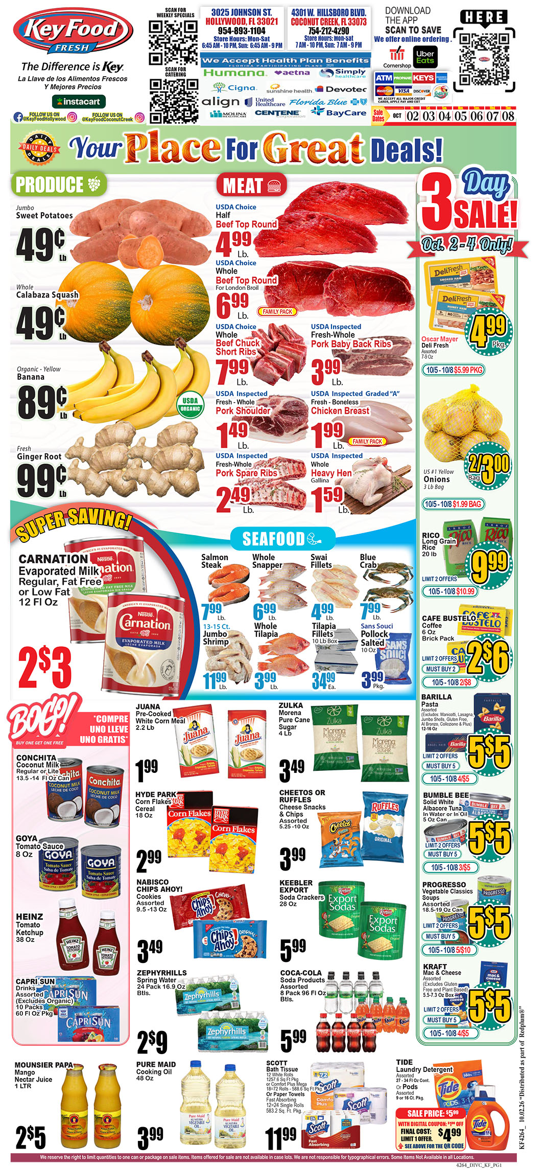 4264_4317_KEY FOOD_10-02-26 -1 copy Full-page grocery ad flyer featuring Key Food brands, meat, produce, seafood with prices.