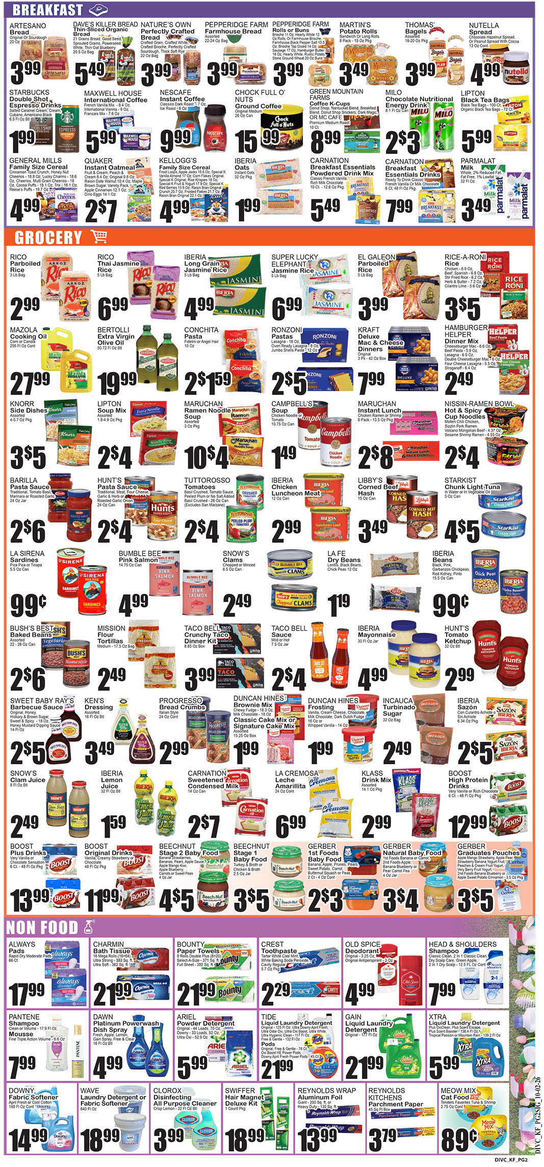 4264_4317_KEY FOOD_10-02-26 -2 copy Colorful grocery store flyer showing lunchbox and breakfast specials with prices at top and many product images throughout.