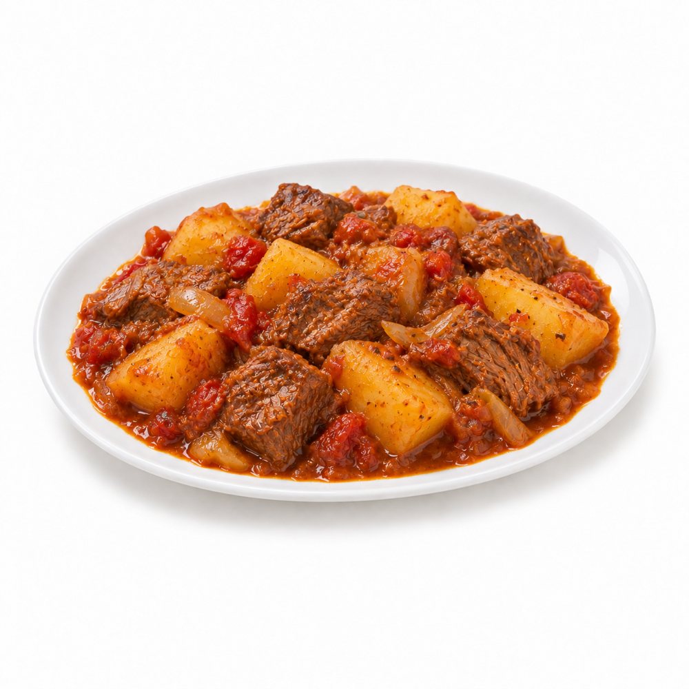 Beef and potato stew in tomato sauce